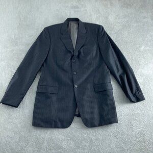 Ermenegildo Zegna Mens Wool Pinstripe Blazer 48L Dark Gray 0365